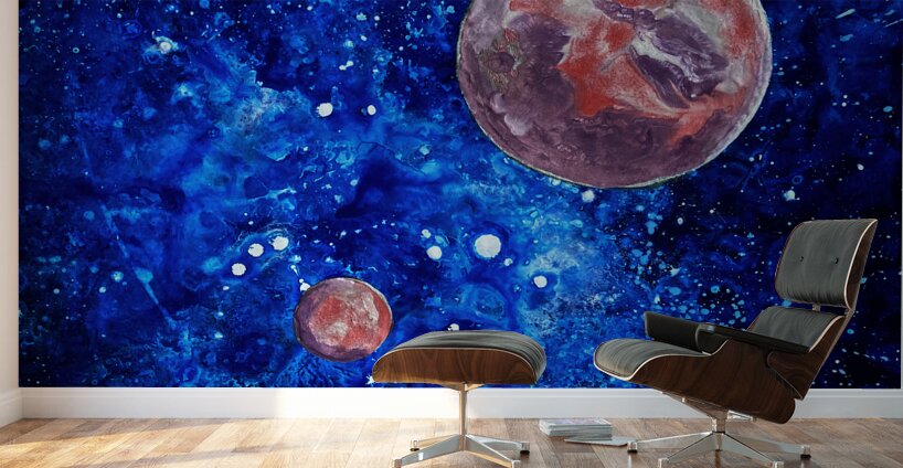 Planet in a Blue Universe Wall Murals